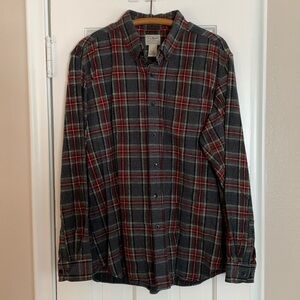 LL Bean men’s 100% cotton flannel plaid button down shirt 
Size L-Reg